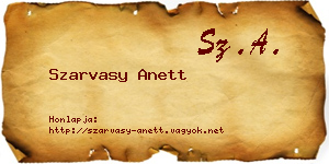 Szarvasy Anett névjegykártya